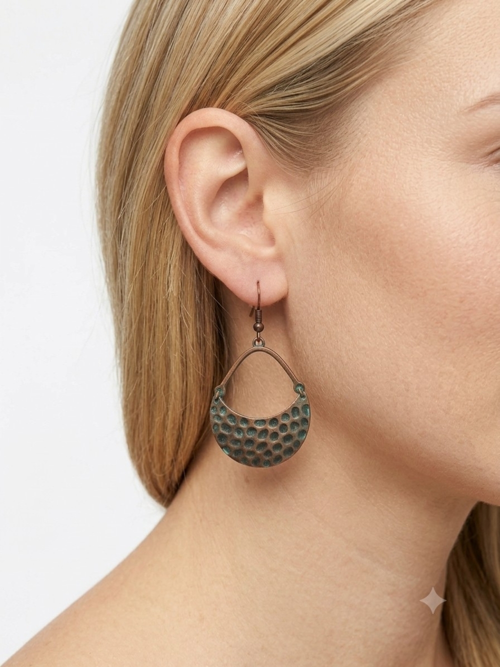 Patina Drop Earrings Green Blue Copper Bronze Brown Lightweight Bohemian Retro